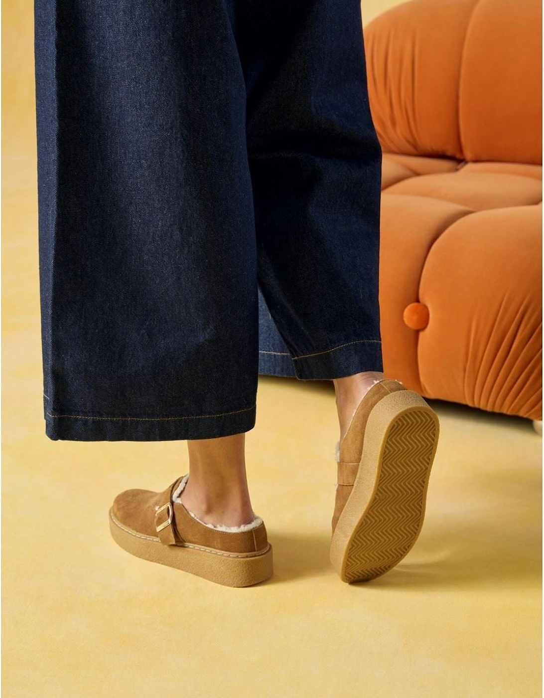 Hush Puppies Blanche Fur Leather Women's Tan Mules