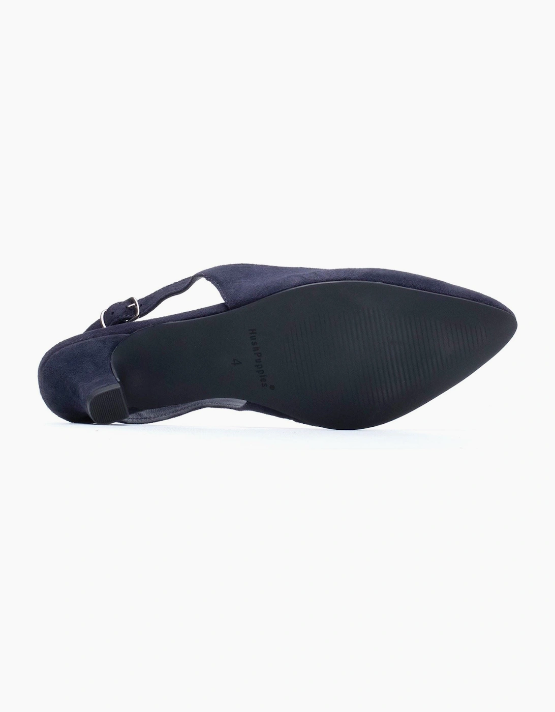 Hush Puppies Nahla Buckle Kitten Heel Leather Women's Navy Round Slingback Shoes