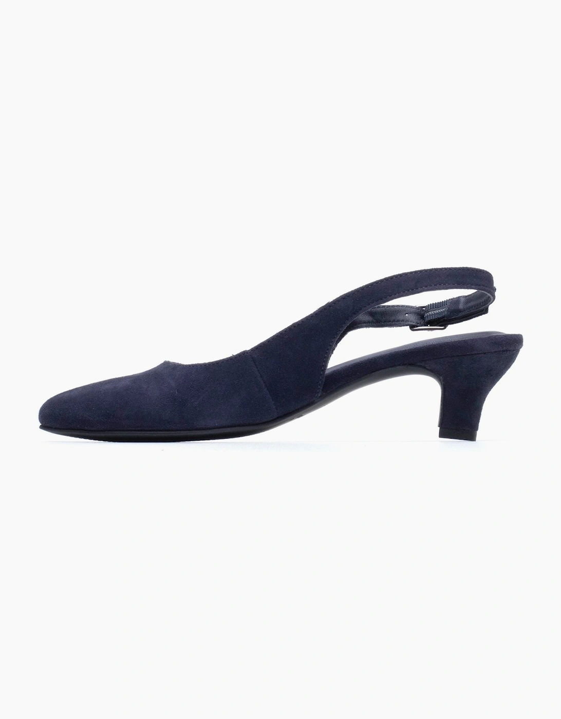 Hush Puppies Nahla Buckle Kitten Heel Leather Women's Navy Round Slingback Shoes