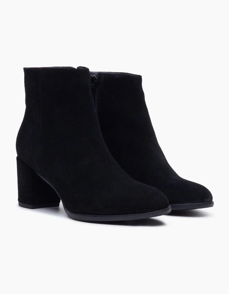 Hush Puppies Claridy Suede Leather Women's Black Heeled Ankle Boots