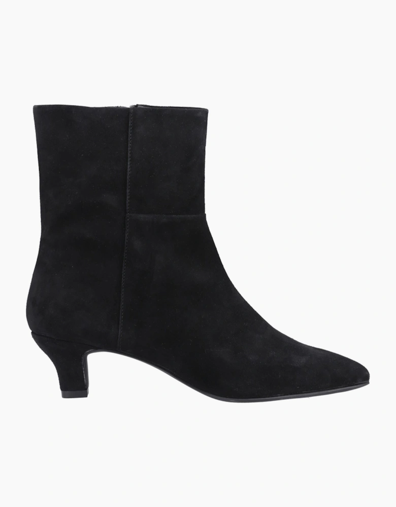 Hush Puppies Nahla Heel Leather Women's Black Heeled Ankle Boots