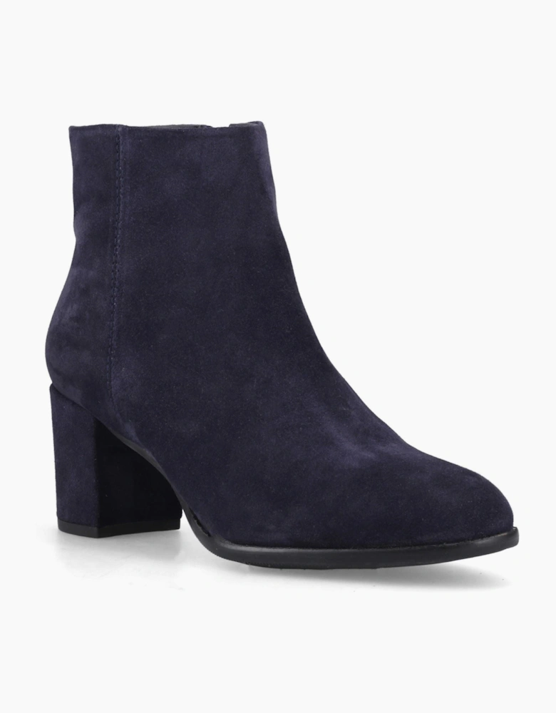 Hush Puppies Claridy Suede Leather Women's Navy Heeled Ankle Boots