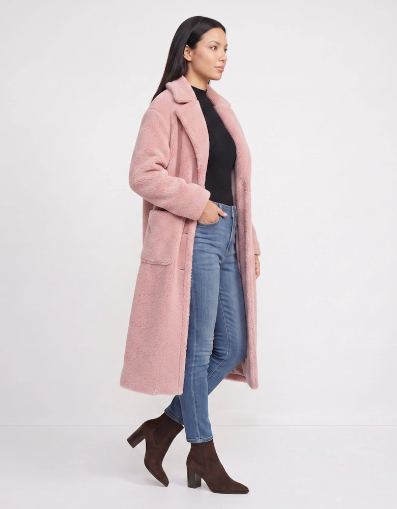 Blush Longline Teddy Coat