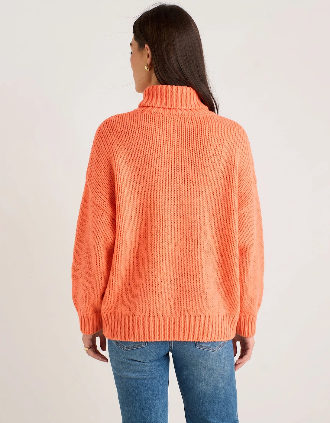 Orange Floral Crochet Chunky Knit Oversized Jumper