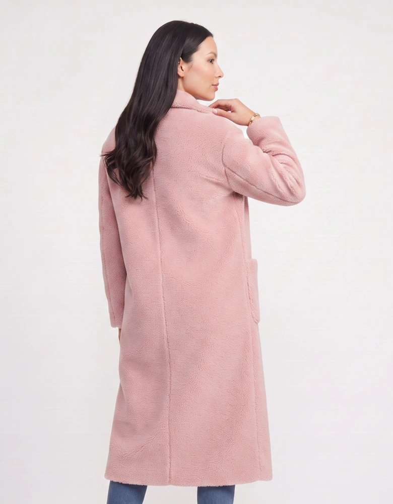 Blush Longline Teddy Coat