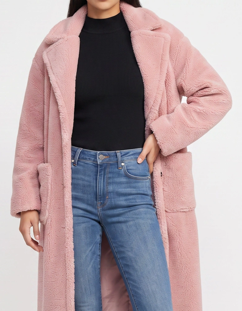 Blush Longline Teddy Coat