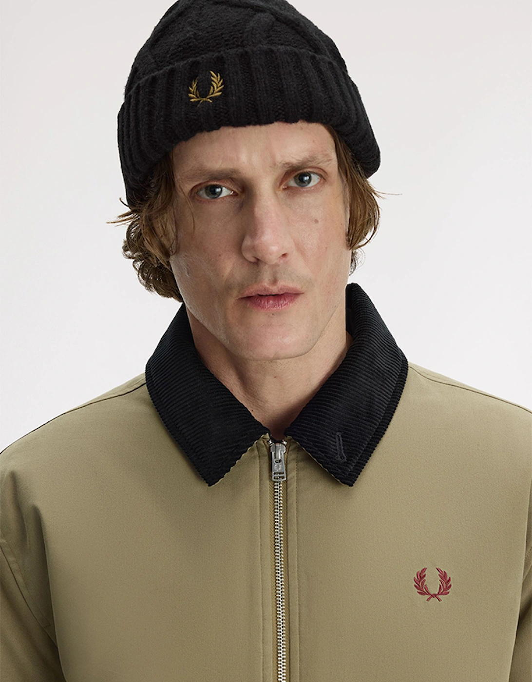Fred Perry Diamond Cable Beanie in Black, One Size Winter Knit Hat