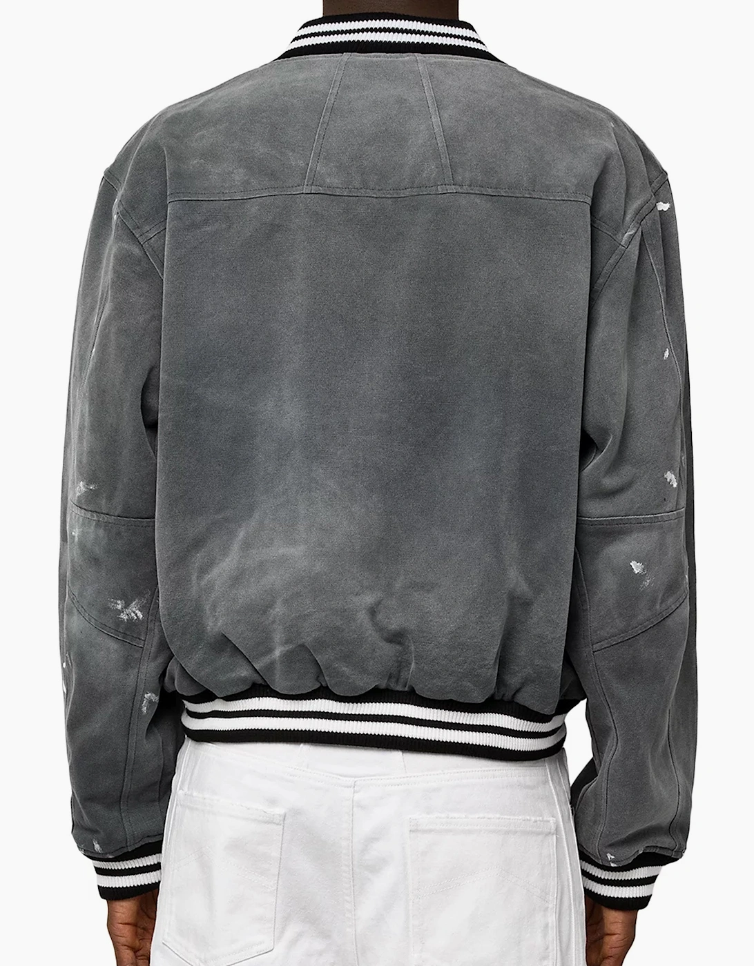 Washed Canvas Varsity Jacket Grey