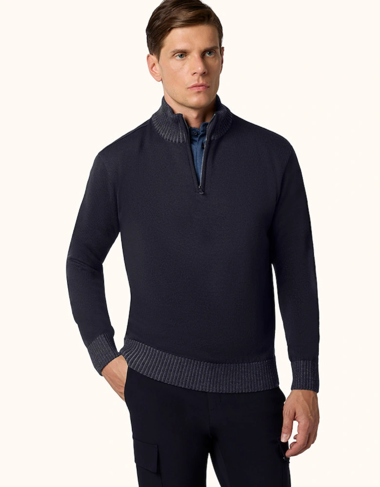 Paul & Shark Soft Cool Touch Wool Half Zip with Moon Badge