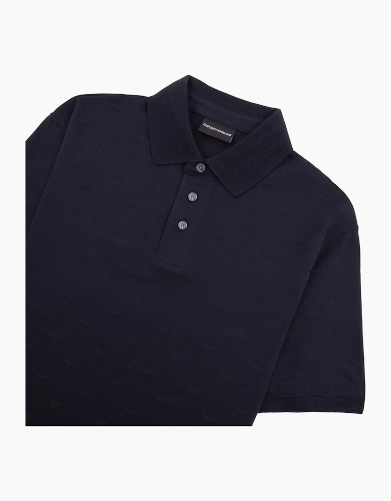 Emporio Armani All Over Micro Eagle Polo Navy