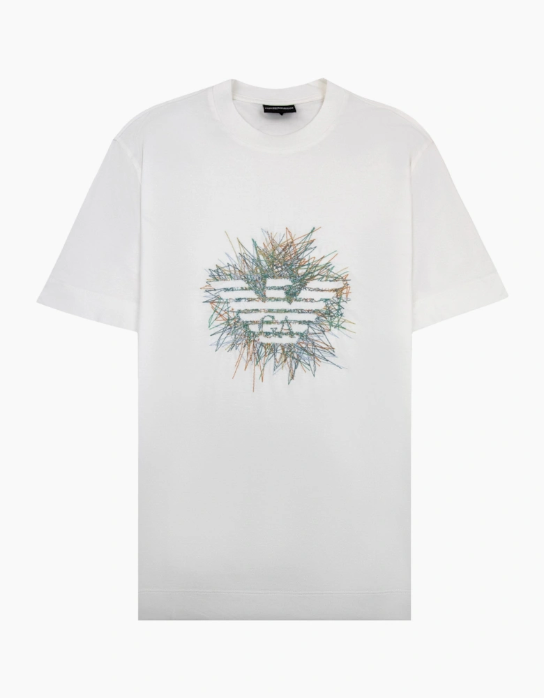 Emporio Armani Graphic Embroidered Logo T Shirt OFF WHITE
