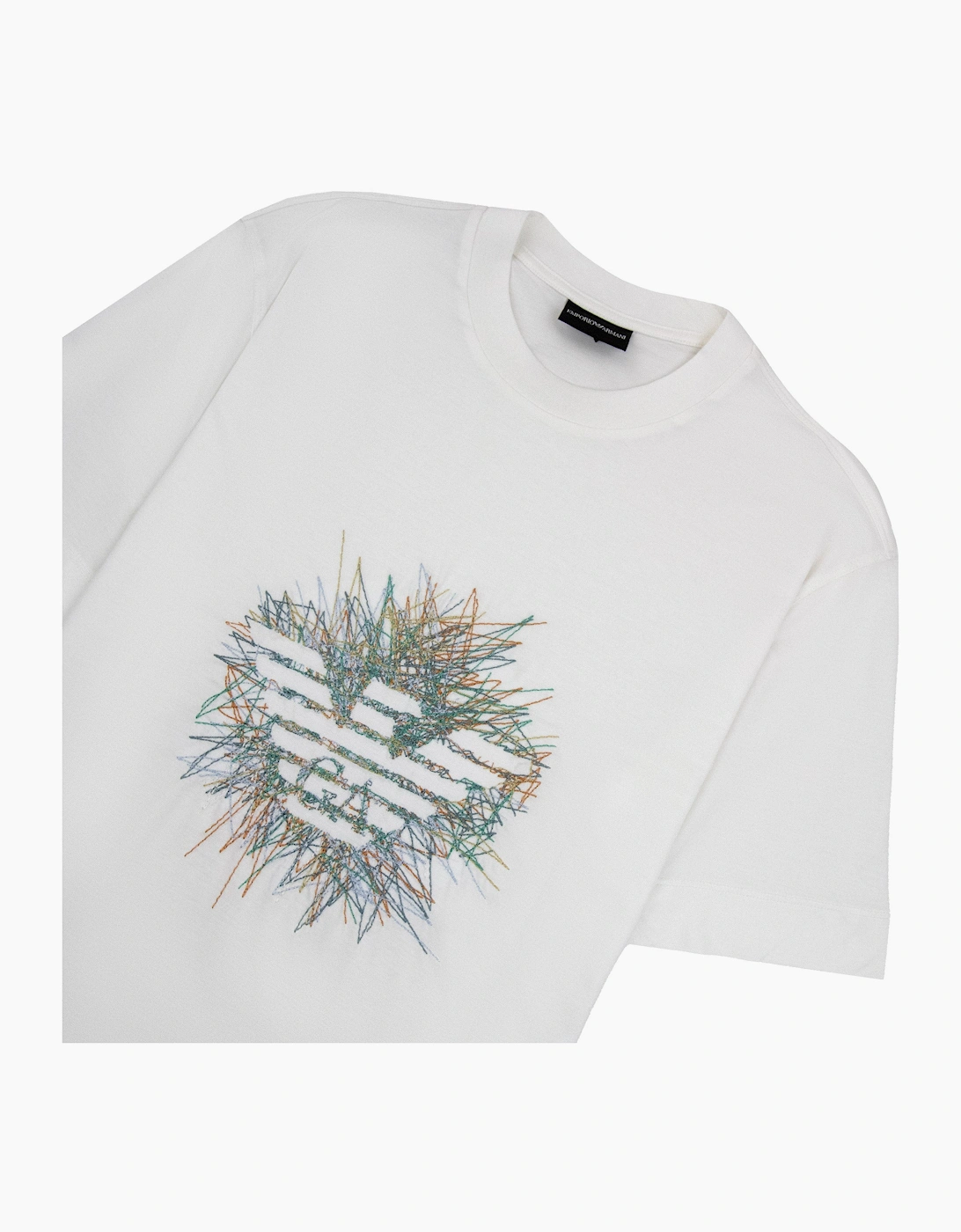Emporio Armani Graphic Embroidered Logo T Shirt OFF WHITE