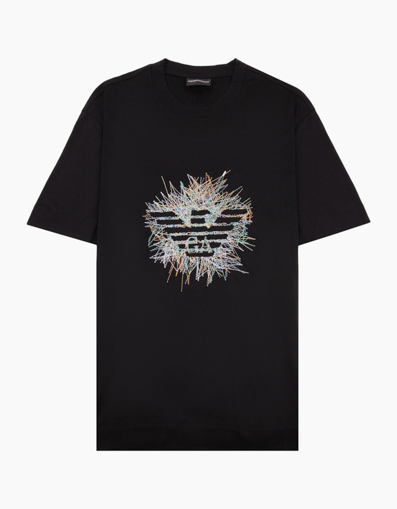 Emporio Armani Graphic Embroidered Logo T Shirt BLACK