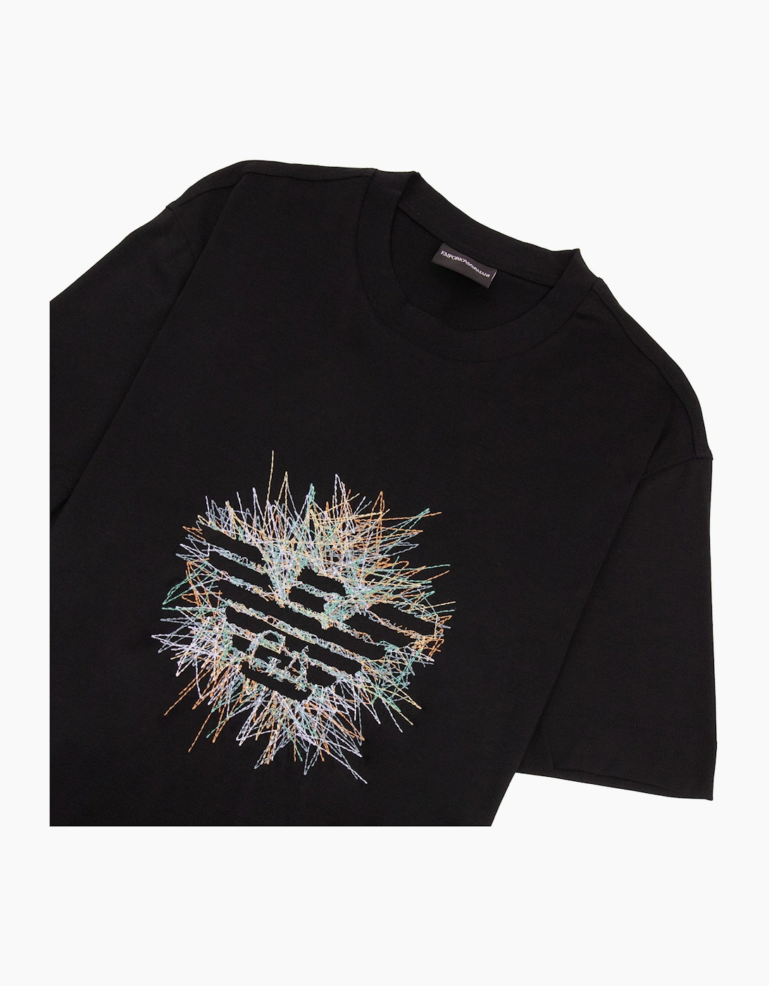Emporio Armani Graphic Embroidered Logo T Shirt BLACK
