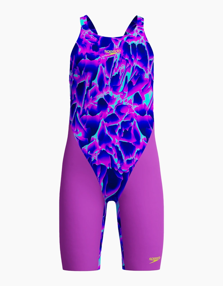 Speedo Girls Fastskin Endurance+ Max Digital Print Open Back Legsuit