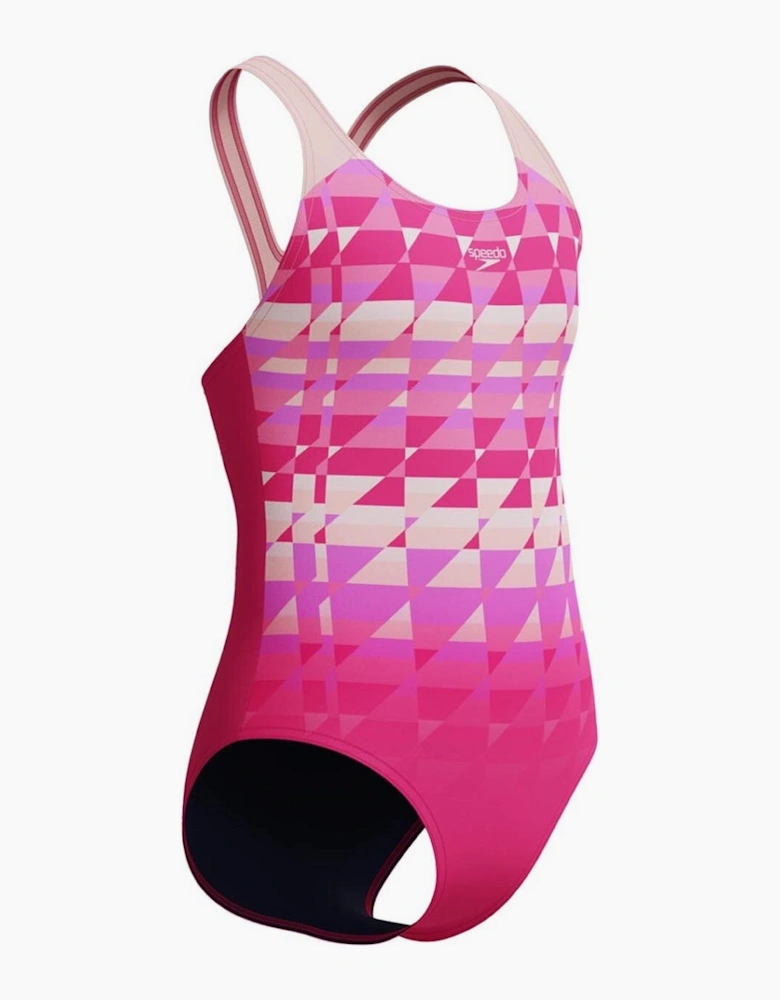 Speedo Girls Geometric Splashback One Piece Swimsuit