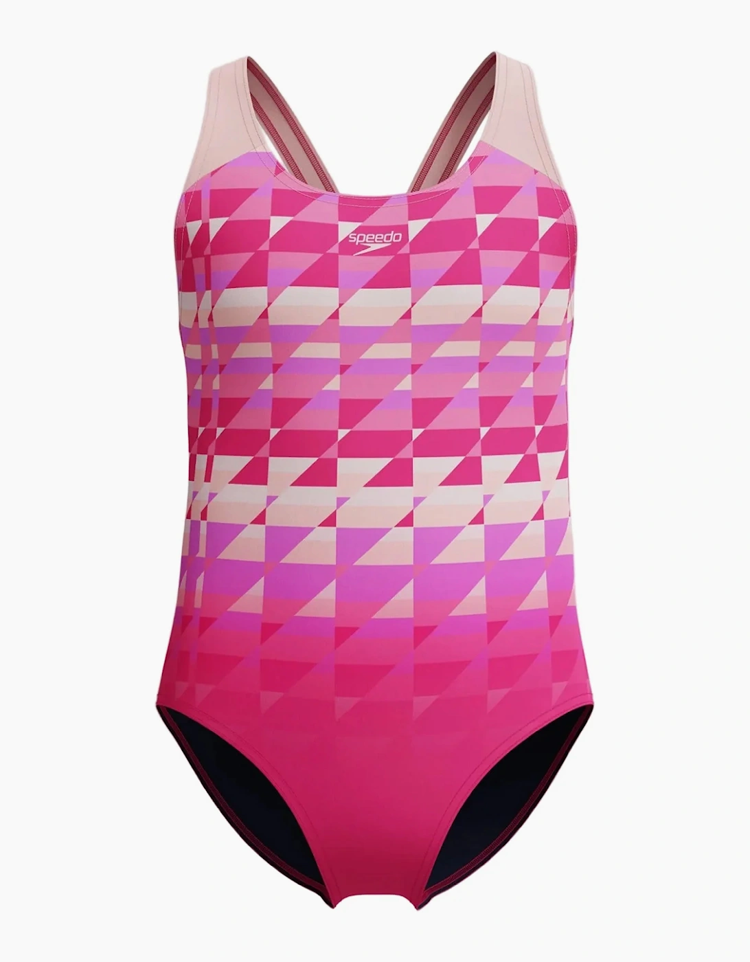 Speedo (13-14 Years, Pink) Girls Geometric Splashback One Piece Swimsuit - Image 2