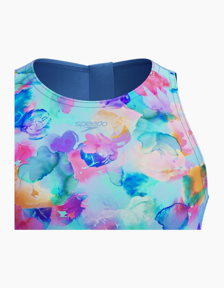 Speedo Girls Hydrasuit Watercolour One Piece Swimsuit