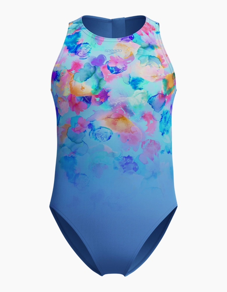Speedo Girls Hydrasuit Watercolour One Piece Swimsuit