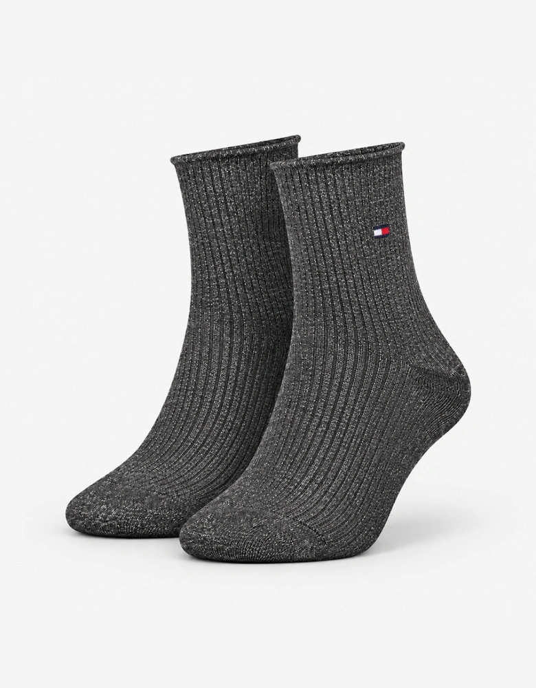 Tommy Hilfiger 3 Pack Giftbox Lurex Womens Crew Socks Black