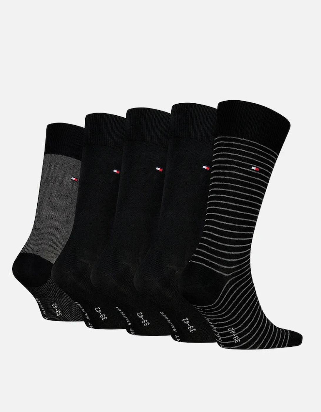 Tommy Hilfiger 5 Pack Giftbox Stripe Mens Crew Socks Black