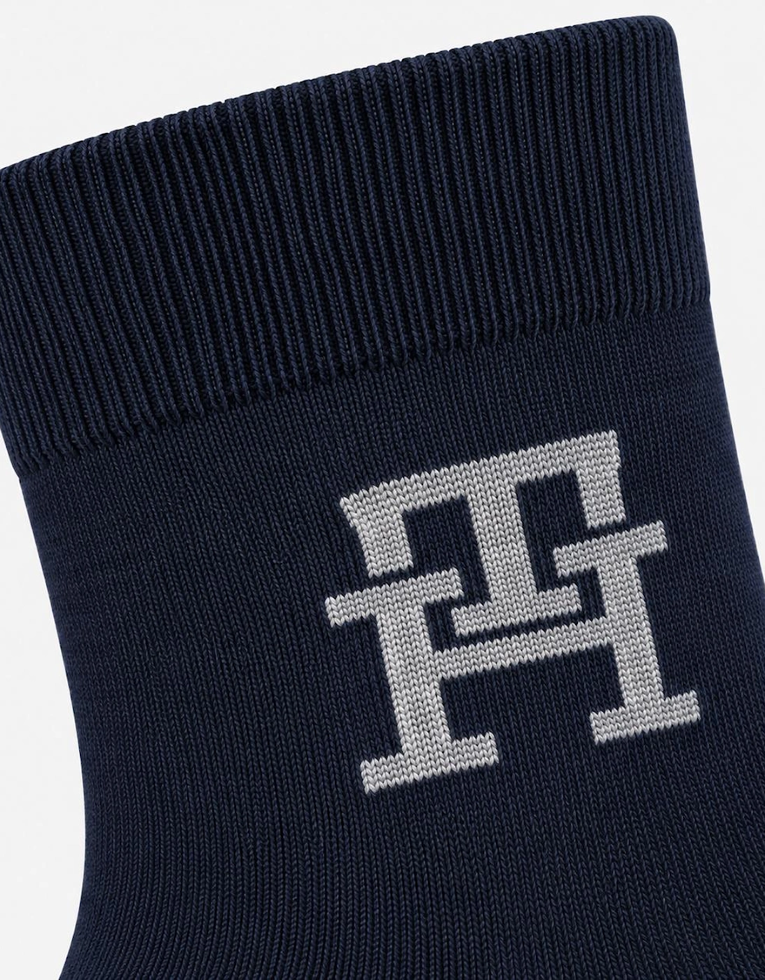 Tommy Hilfiger 3 Pack Giftbox Monogram Stripe Mens Crew Socks Navy