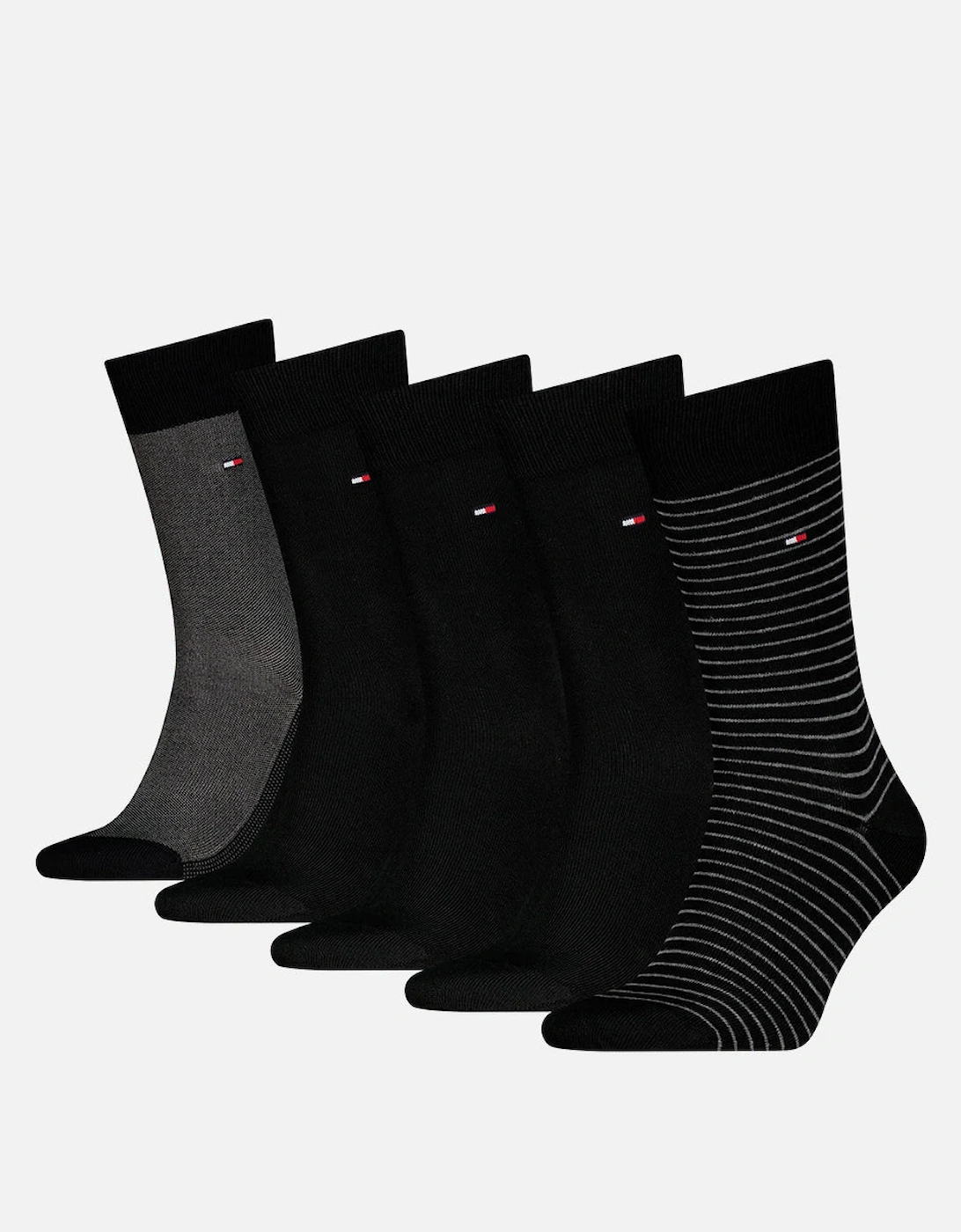 Tommy Hilfiger 5 Pack Giftbox Stripe Mens Crew Socks Black