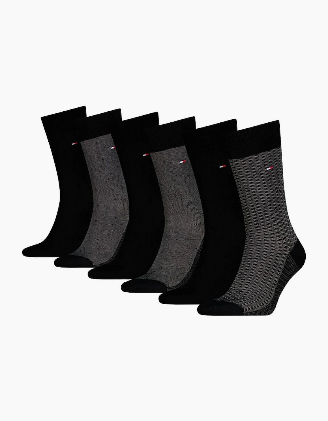 Tommy Hilfiger 6 Pack Giftbox Birdeye Mens Crew Socks Dark Grey Melange
