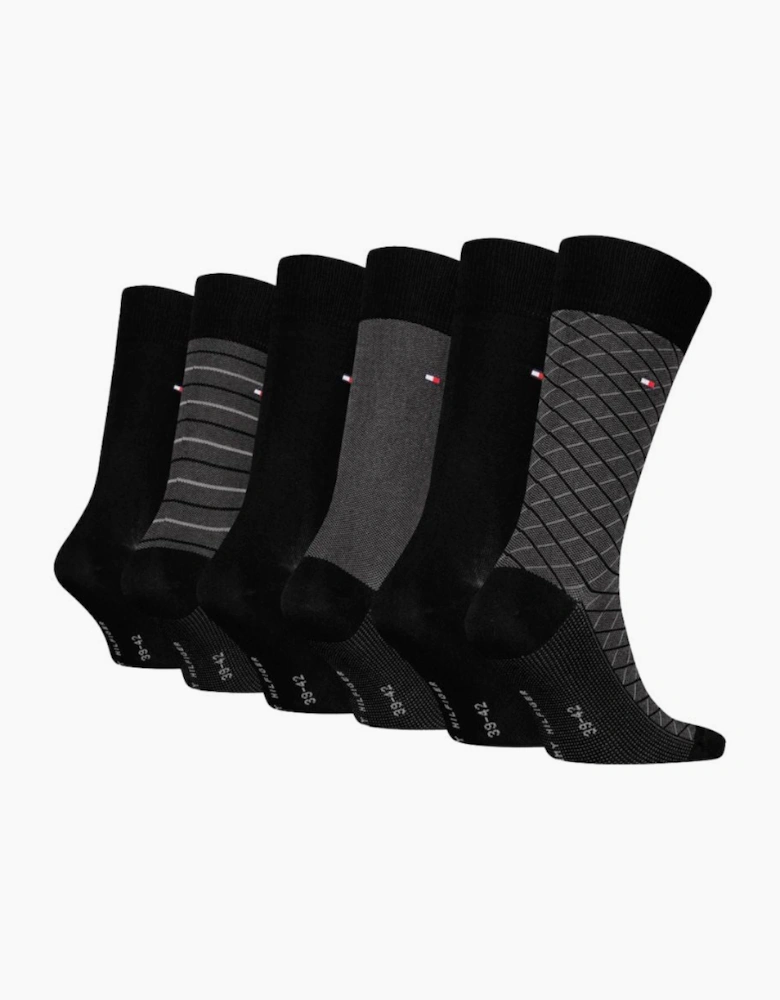 Tommy Hilfiger 6 Pack Giftbox Birdeye Mens Crew Socks Dark Grey Melange