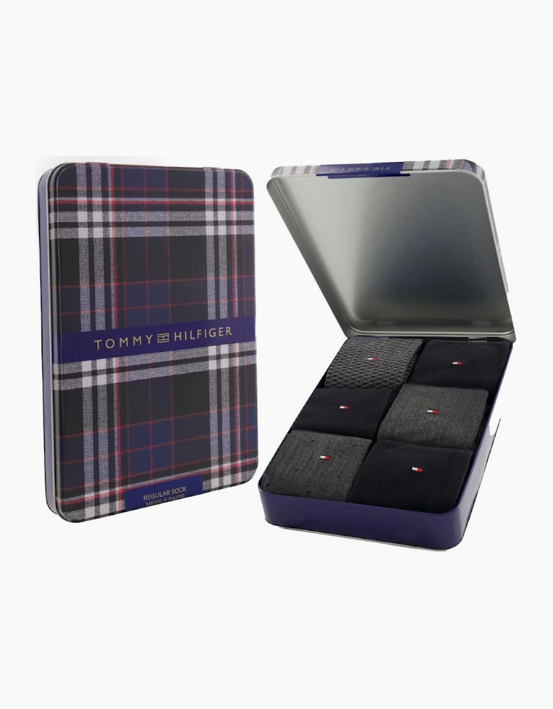 Tommy Hilfiger 6 Pack Giftbox Birdeye Mens Crew Socks Dark Grey Melange