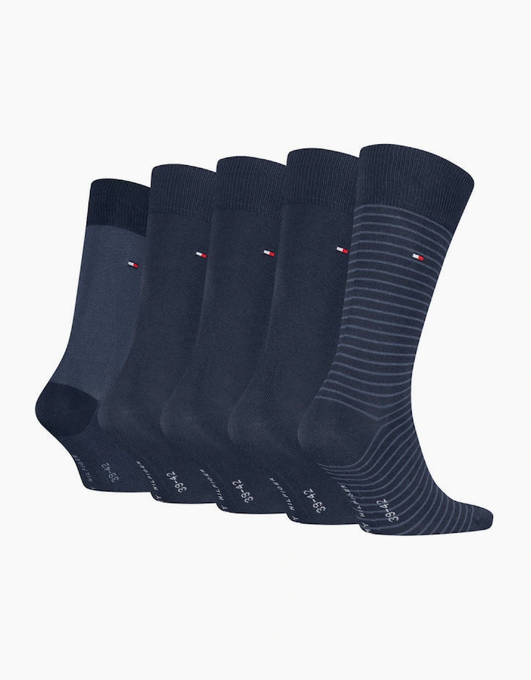 Tommy Hilfiger 5 Pack Giftbox Stripe Mens Crew Socks Navy