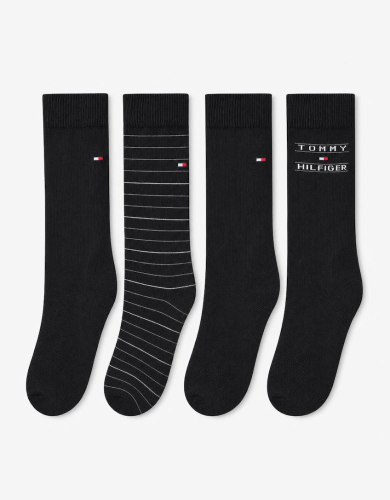 Tommy Hilfiger 4 Pack Giftbox Tommy Stripe Mens Crew Socks Black