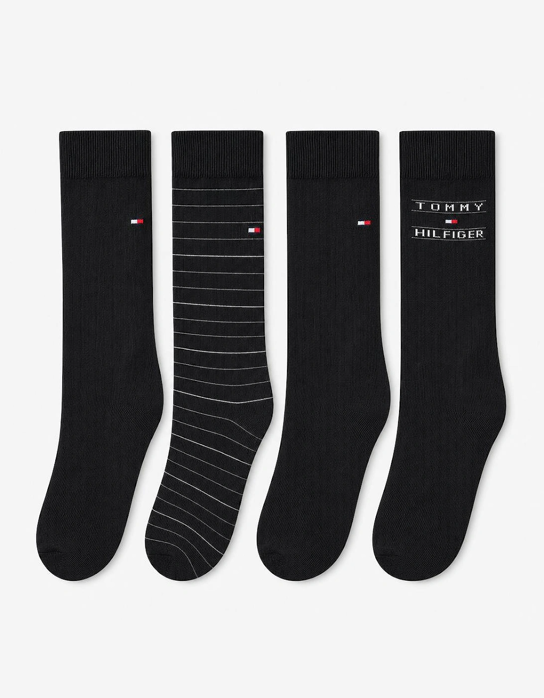 Tommy Hilfiger 4 Pack Giftbox Tommy Stripe Mens Crew Socks Black