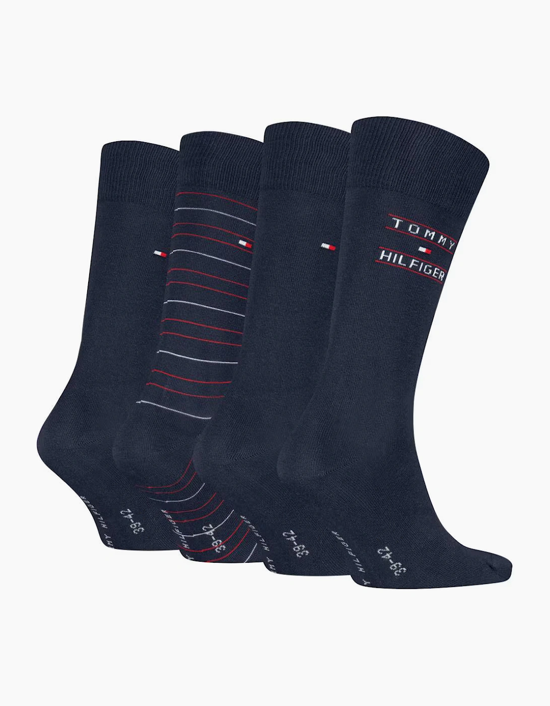 Tommy Hilfiger 4 Pack Giftbox Tommy Stripe Mens Crew Socks Navy