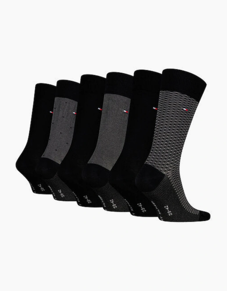 Tommy Hilfiger 6 Pack Giftbox Birdeye Mens Crew Socks Black
