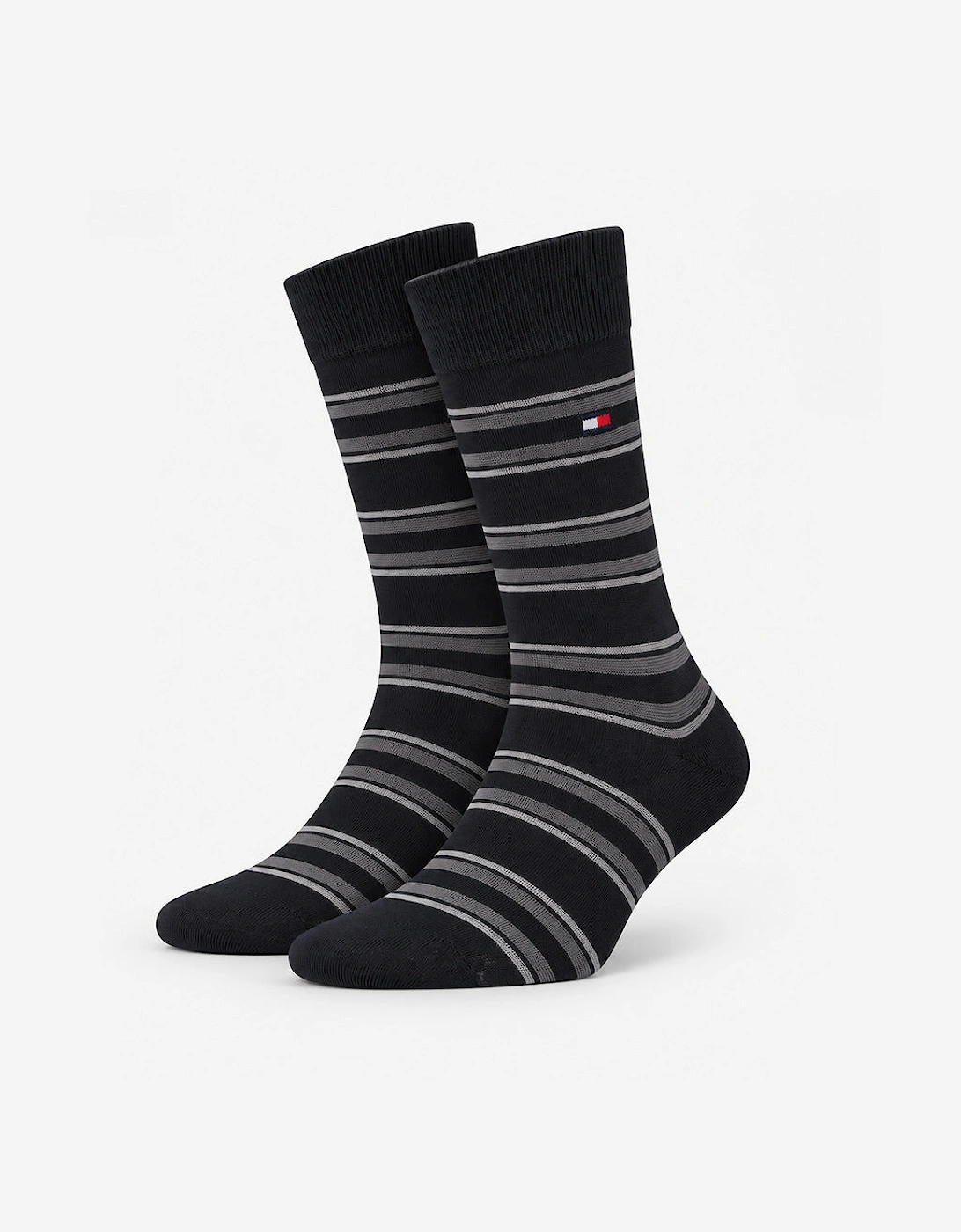 Tommy Hilfiger 3 Pack Giftbox Monogram Stripe Mens Crew Socks Black