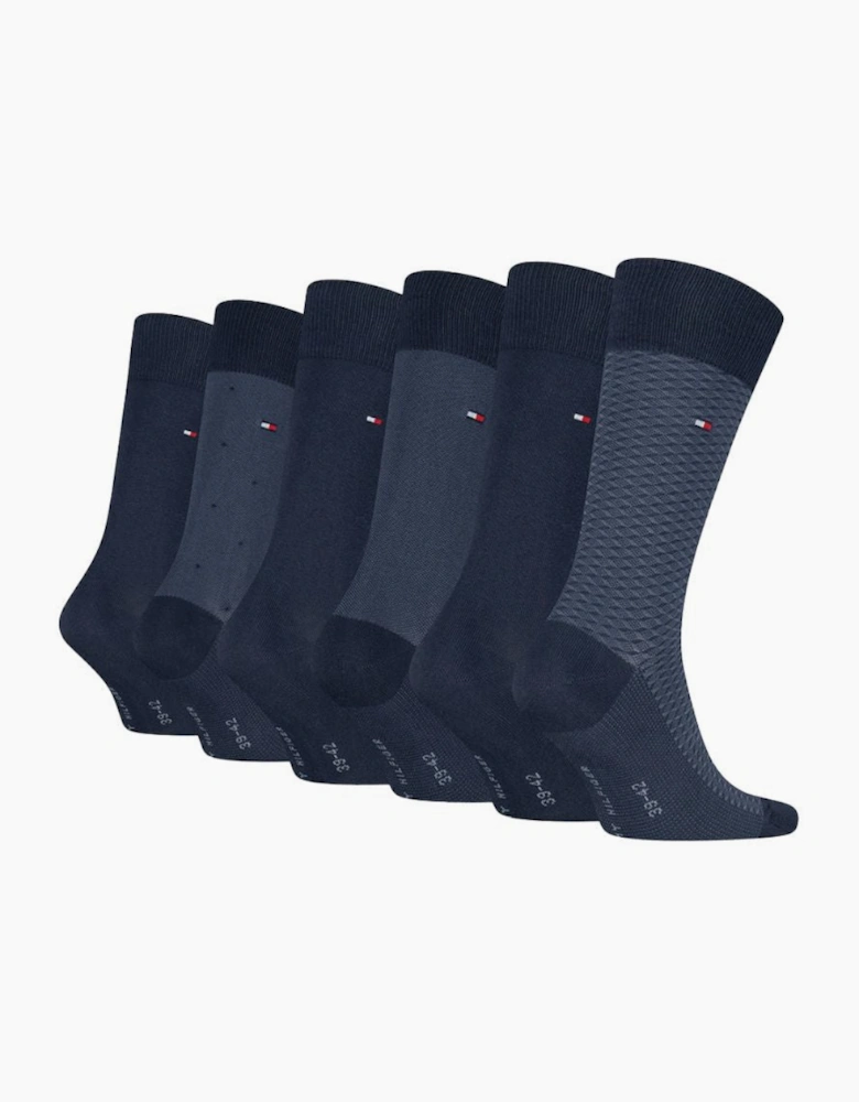 Tommy Hilfiger 6 Pack Giftbox Birdeye Mens Crew Socks Navy
