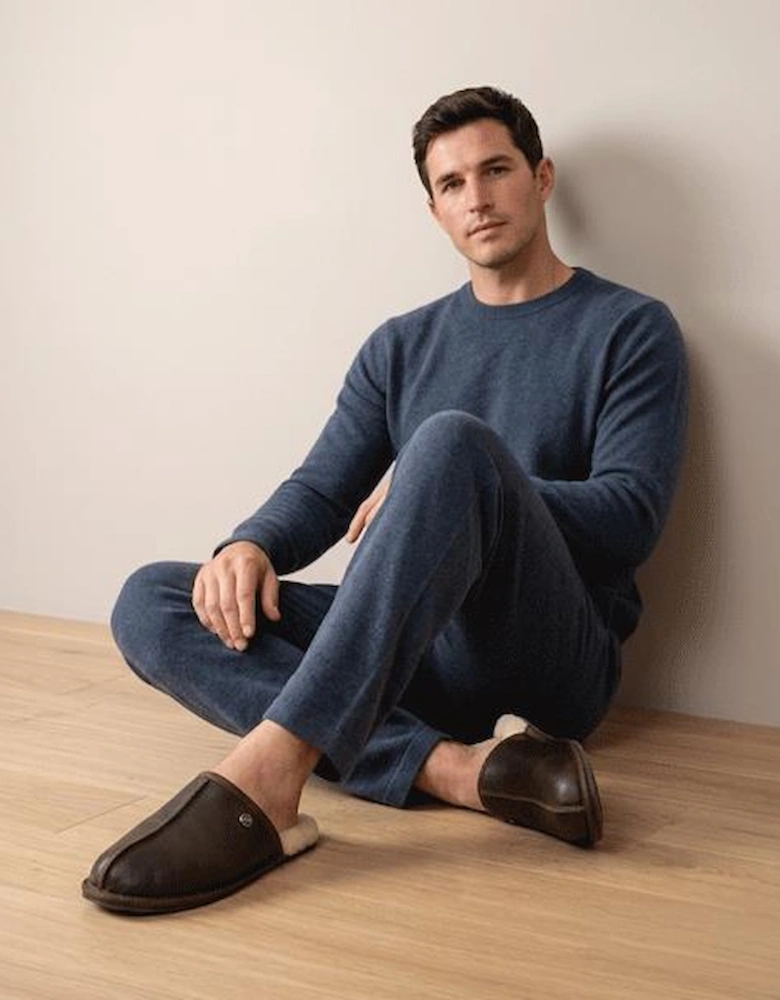 HOS Sheepskin EDWIN Mens Mules Brown Leather