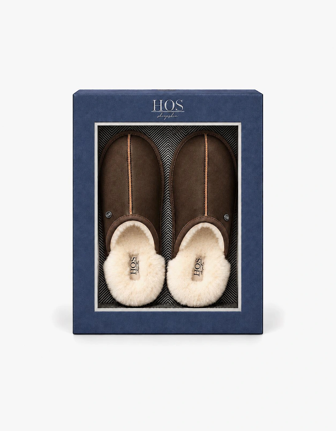 HOS Sheepskin EDWIN Mens Mules Brown Leather