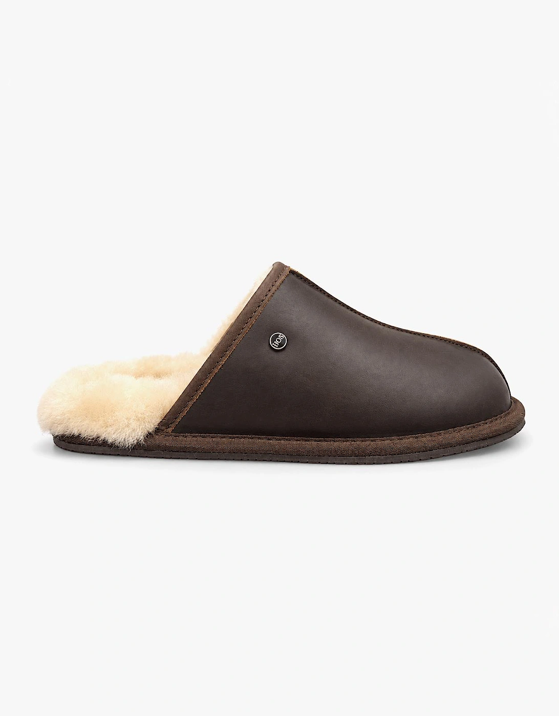 HOS Sheepskin EDWIN Mens Mules Brown Leather
