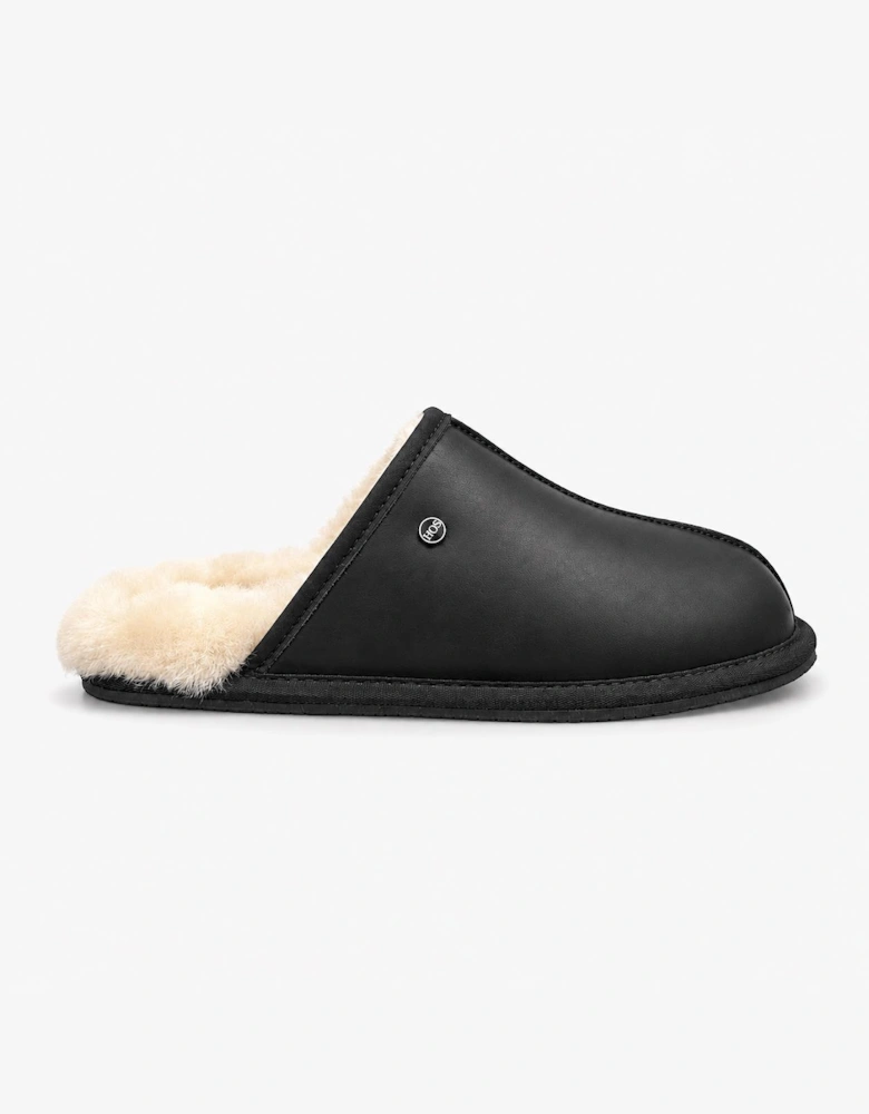 HOS Sheepskin EDWIN Mens Mules Black Leather