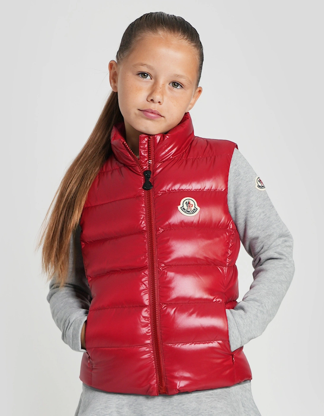 Moncler Enfant Girls Down Padded Ghany Gilet in Red