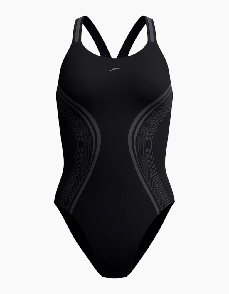 Speedo Womens/Ladies Printed Performance Muscleback One Piece Swimsuit