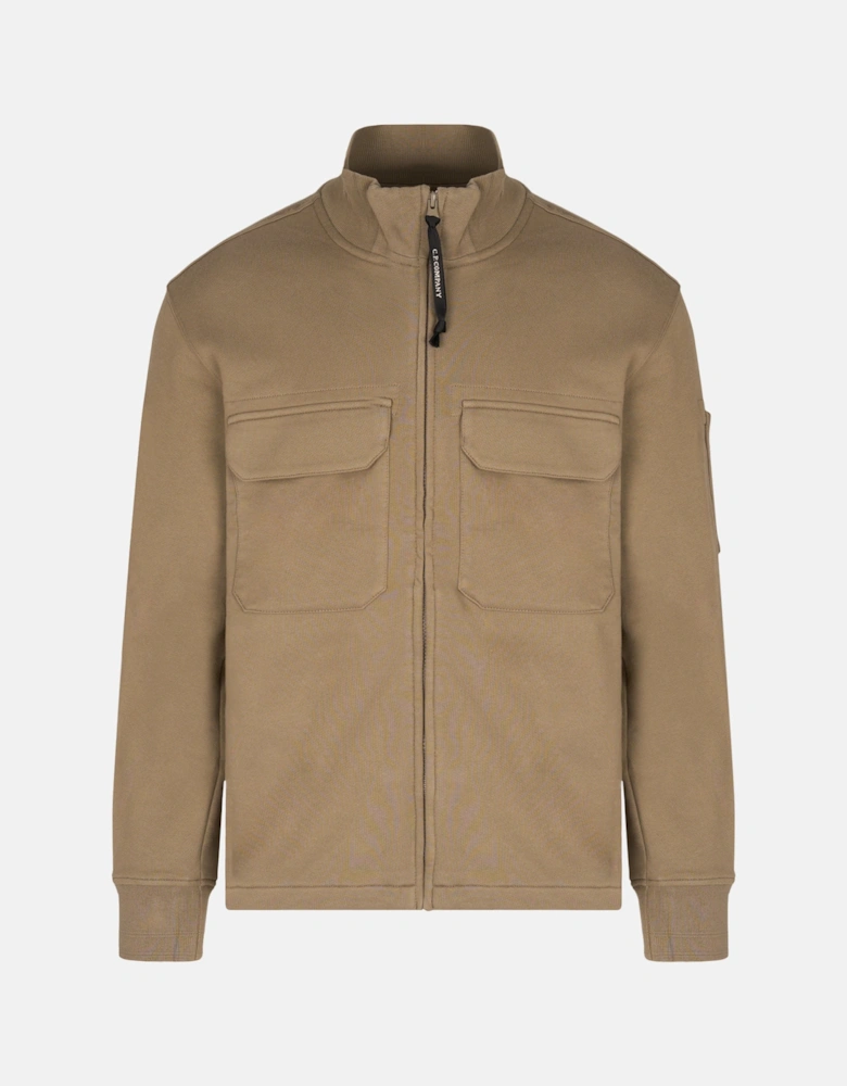 Diagonal Raised Zip Lens Sweatshirt Taupe