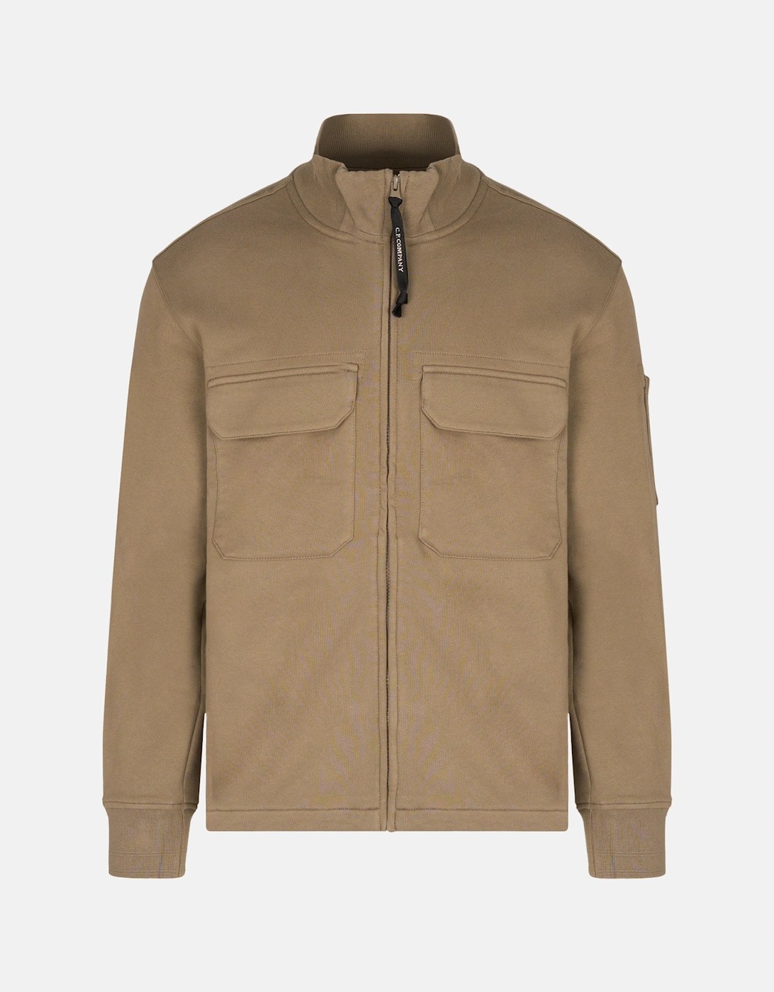 Diagonal Raised Zip Lens Sweatshirt Taupe
