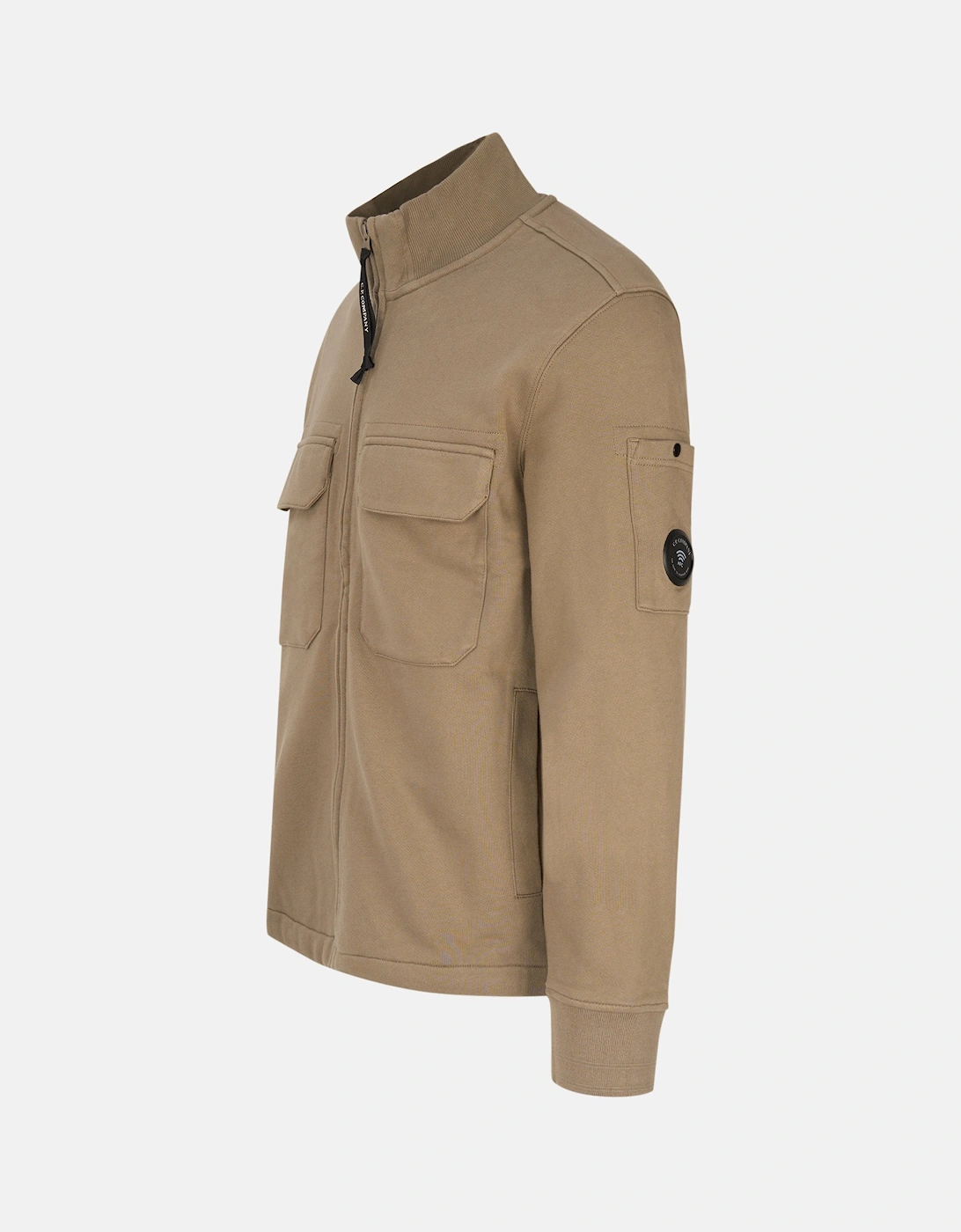 Diagonal Raised Zip Lens Sweatshirt Taupe