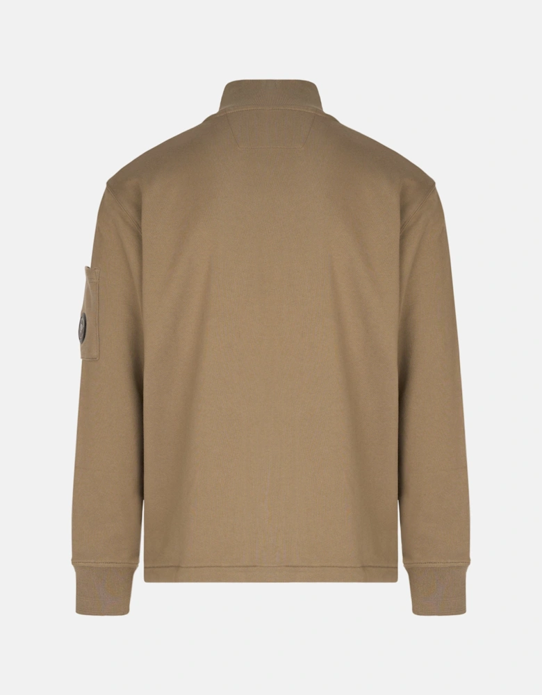 Diagonal Raised Zip Lens Sweatshirt Taupe