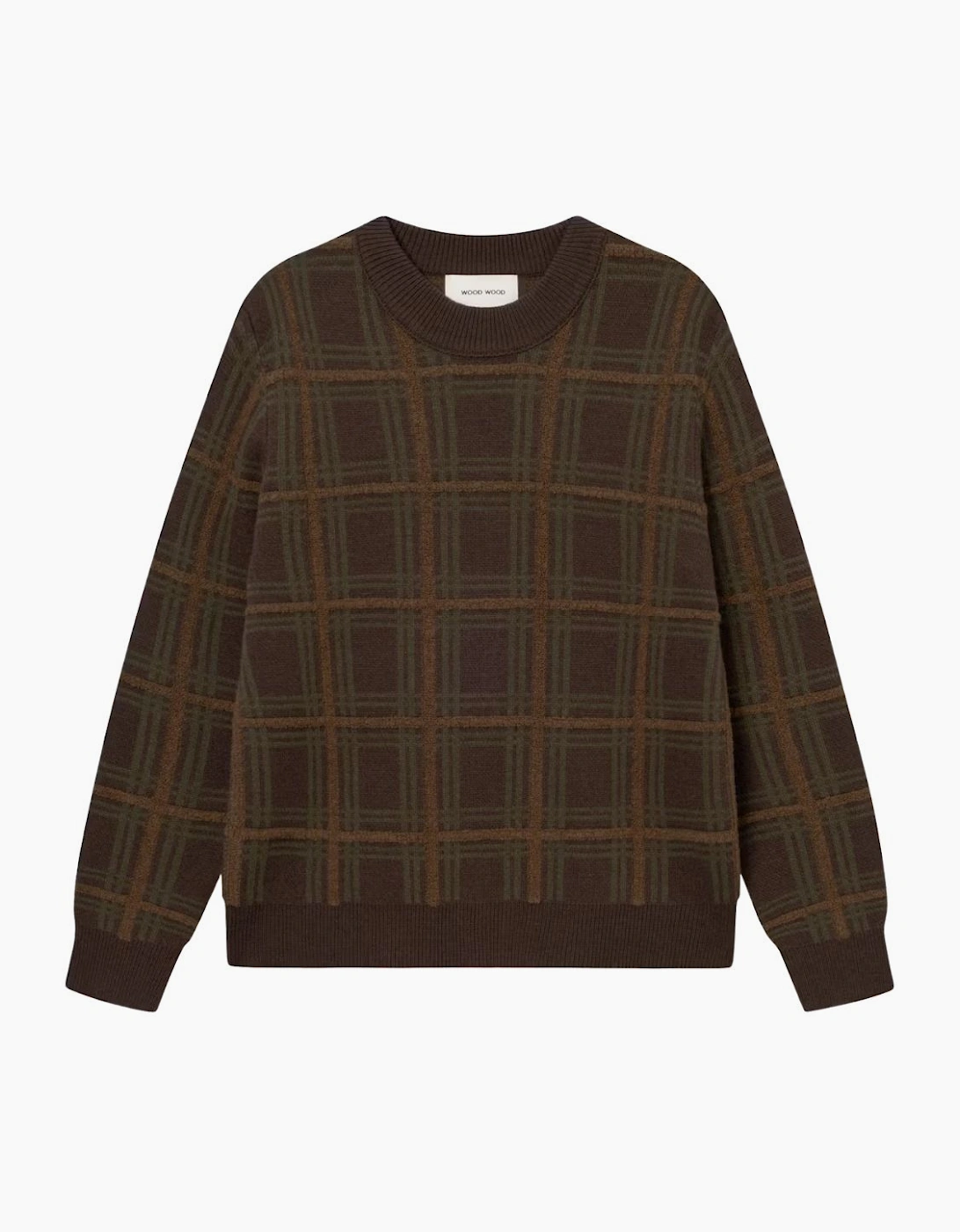 Wood Wood WWVim Brown Check Crewneck