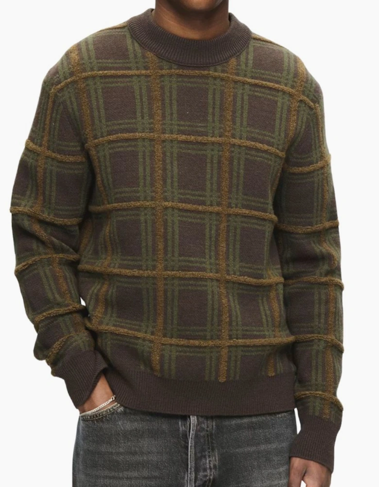 Wood Wood WWVim Brown Check Crewneck
