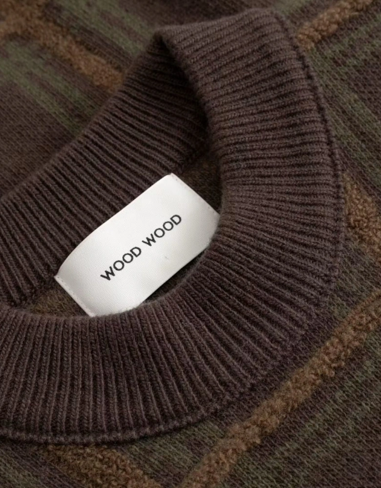 Wood Wood WWVim Brown Check Crewneck
